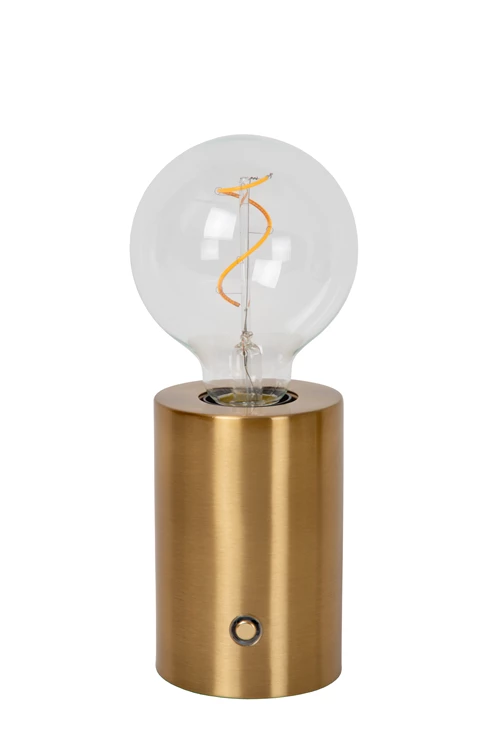 Lucide VIVO - Rechargeable Table lamp - Battery pack - Ø 8 cm - LED Dim. - E27 - 1x1W 2700K - Matt Gold / Brass - turned off